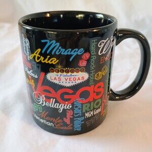 Las Vegas Nevada Hotels Black Multicolor Mug Cup